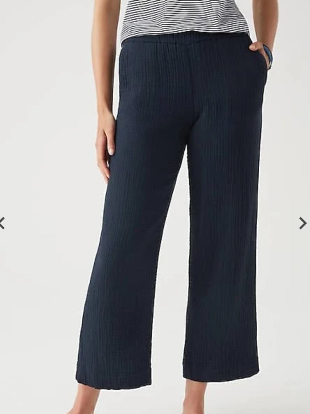 J Crew Point Sur Pull-on Cropped Wide Leg Navy Pants XXL